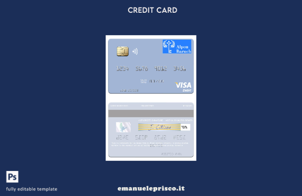 modello di carta di debito visto Vanuatu Alpen Baruch Bank Limited stile verific